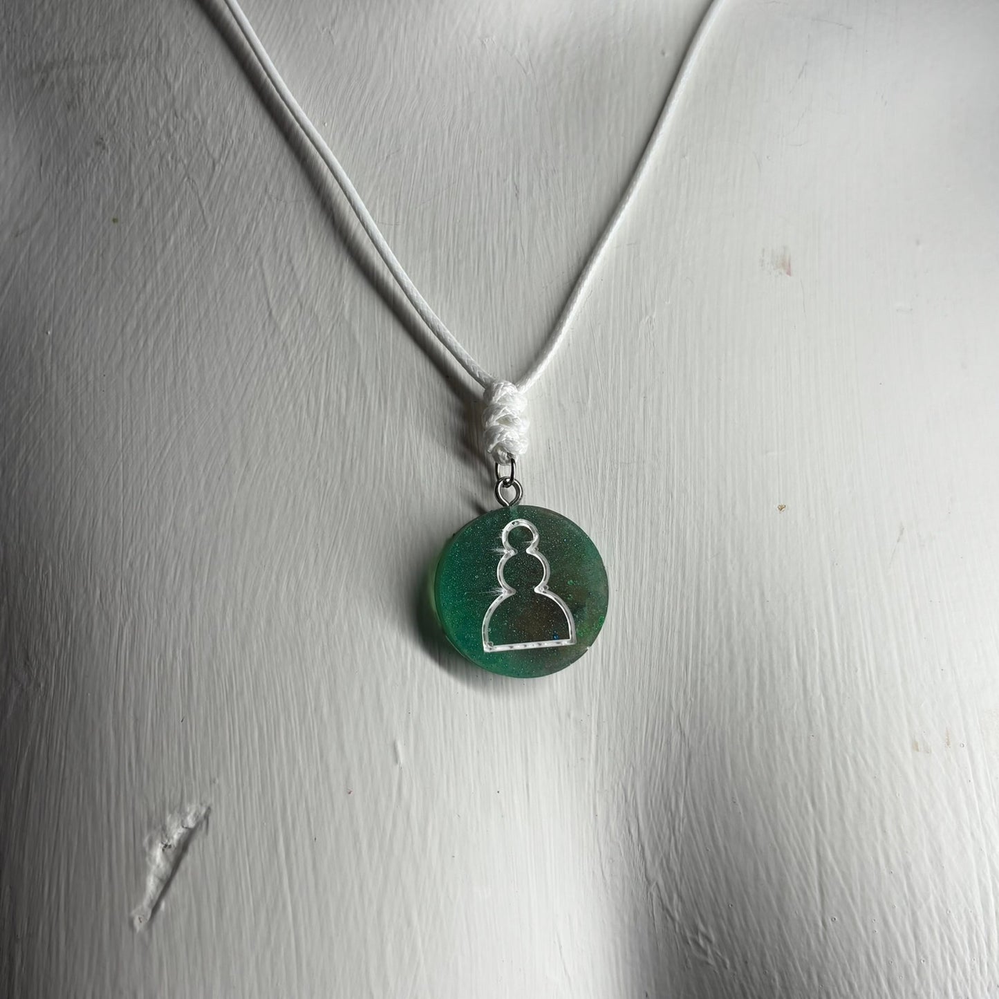 Forest Green Pawn - Handmade Resin Chess Necklace