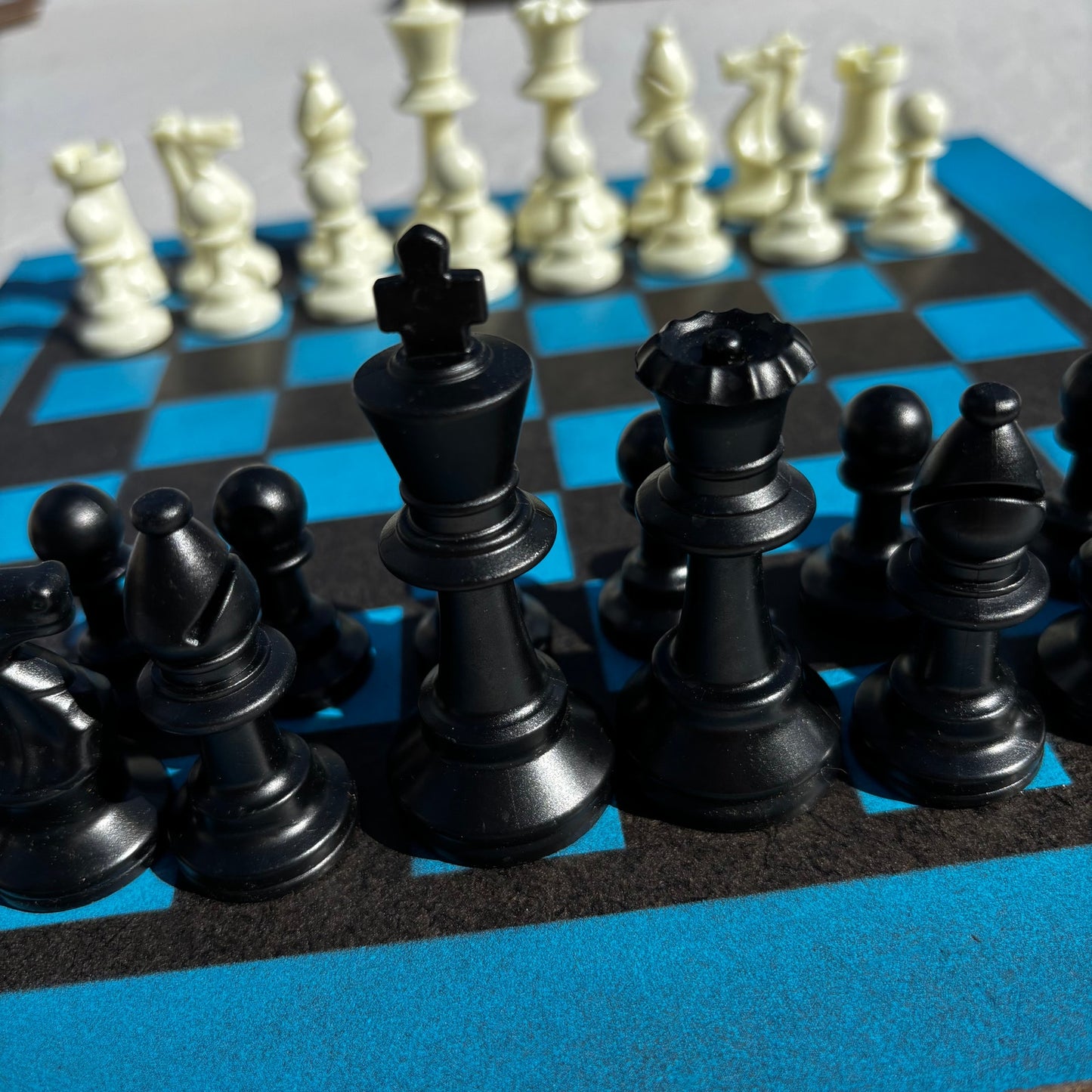 Blue & Black - Painted Chess Set