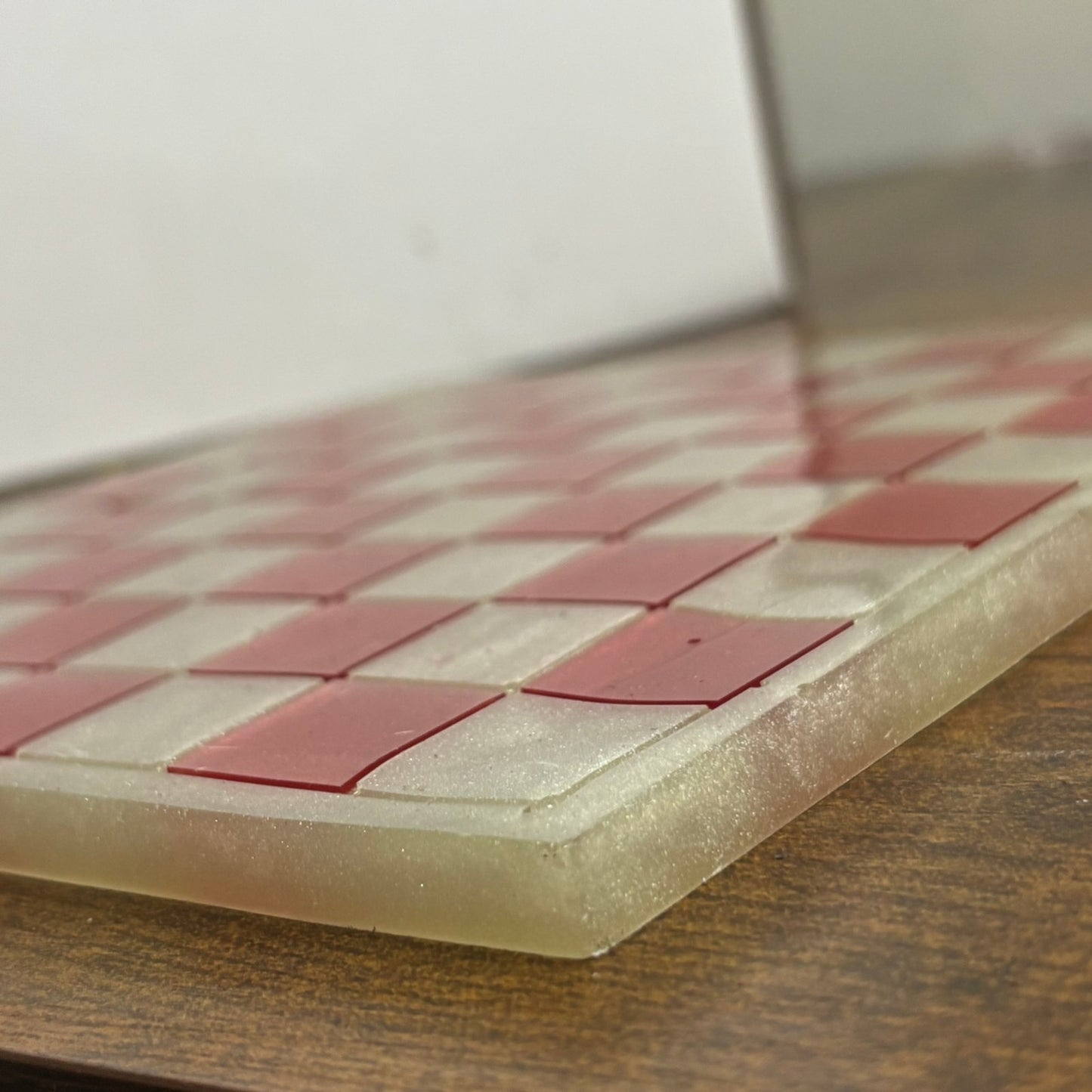 Cream White & Red - Resin Chess Board