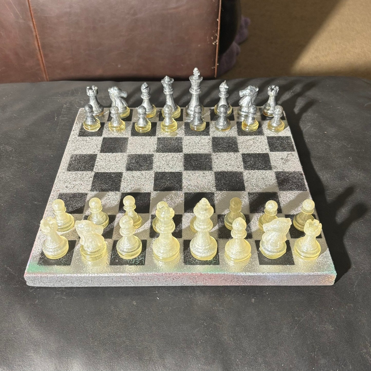 Silver & Black - Painted Chess Set