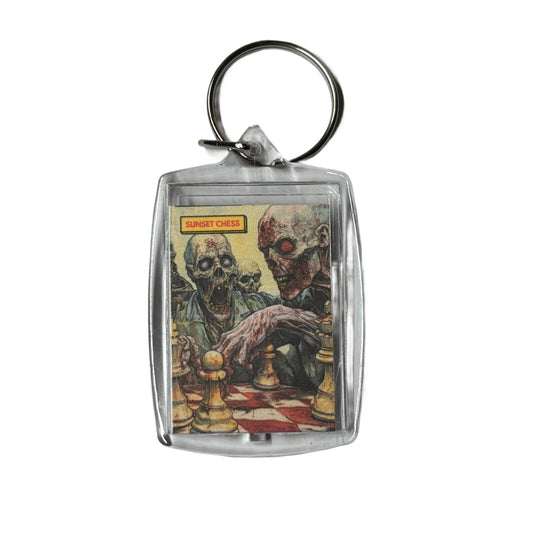 Zombie Dual - Sunset Chess Photo Keychain