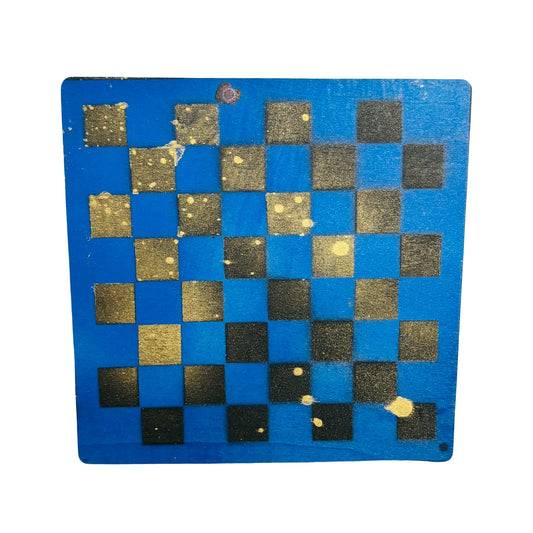 Blue Golden Black - Painted Thin Wooden Chess Board