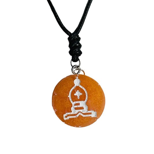 Orange Bishop - Handmade Resin Chess Necklace