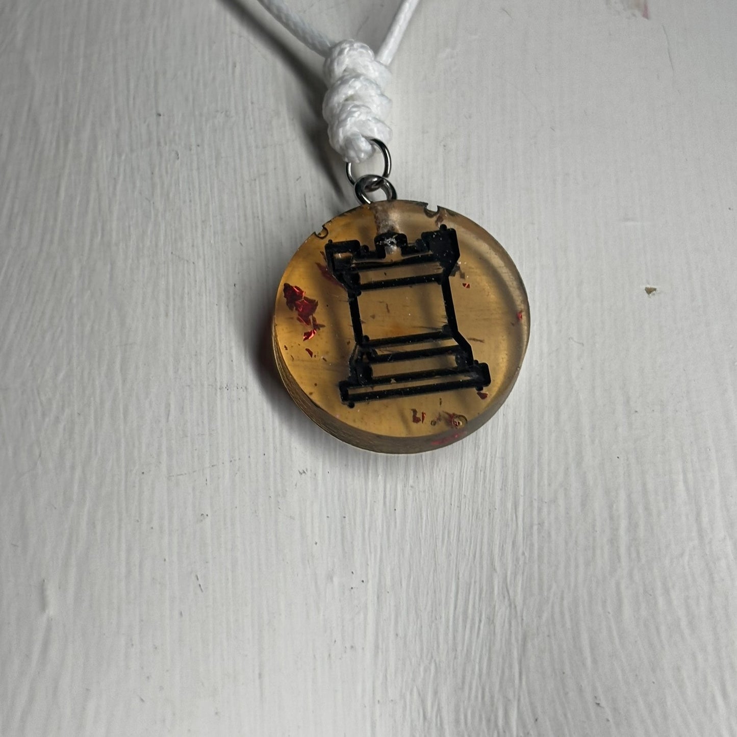 Yellow Amber Rook - Handmade Resin Chess Necklace