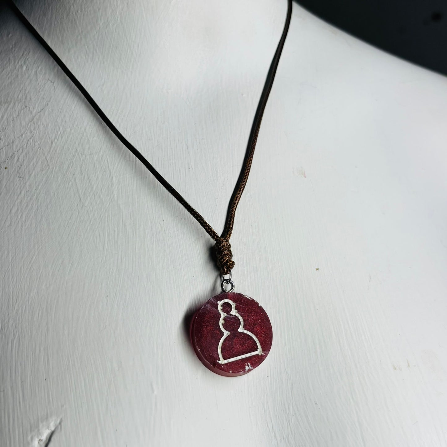 Emerald Red Pawn - Handmade Resin Chess Necklace