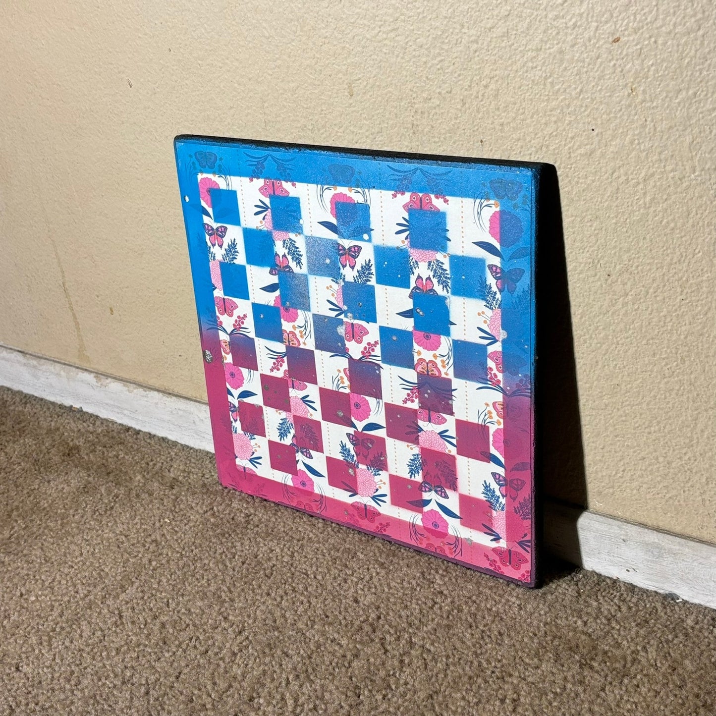 Blue & Pink Butterfly Mix - Scrapbook Chess Board