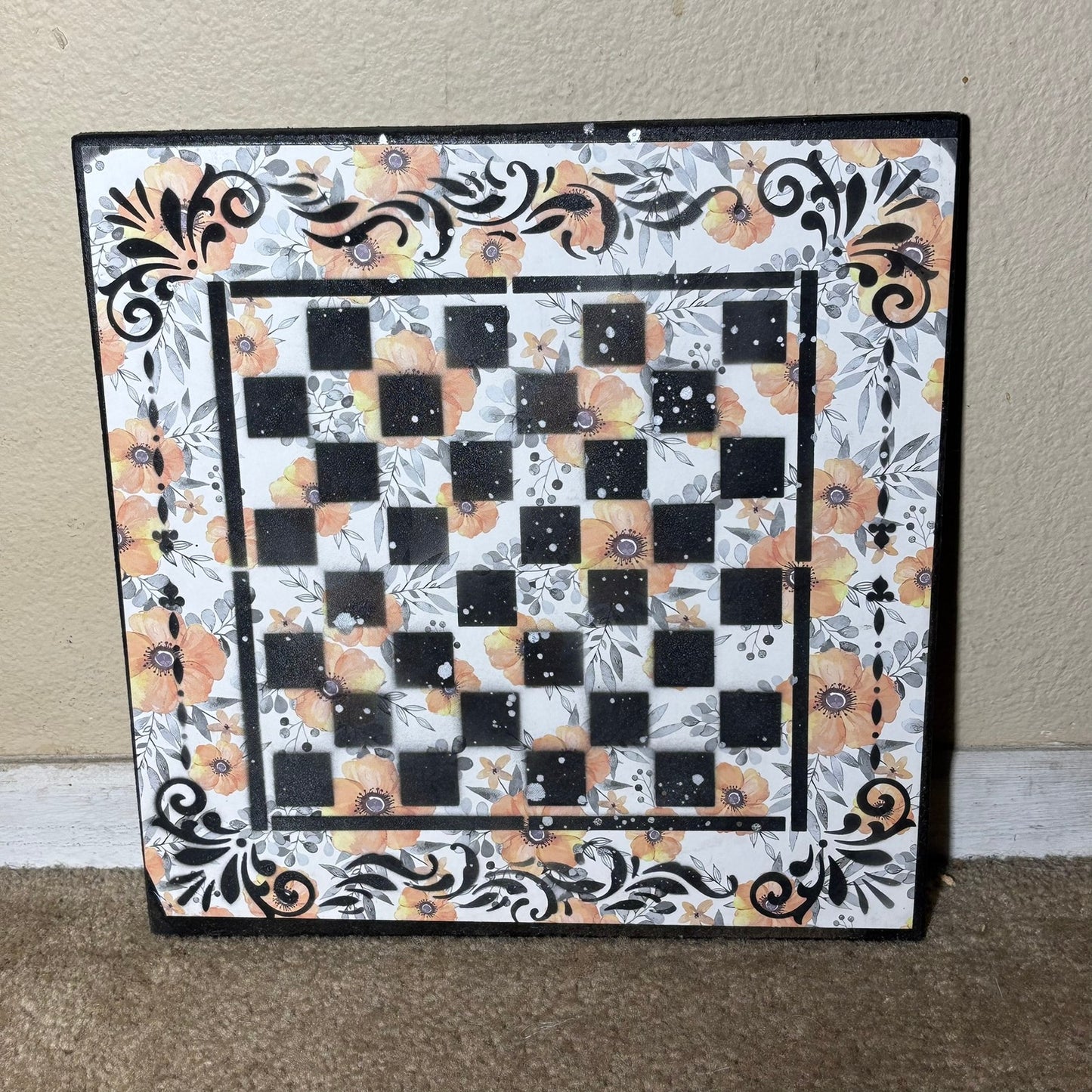 Yellow Flowered Simplicity - Scrapbook Chess Board