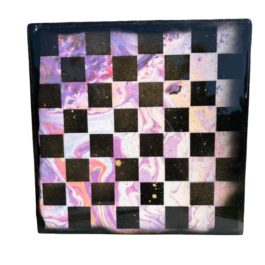 Purple Swirl - Resin Coated Chess Board