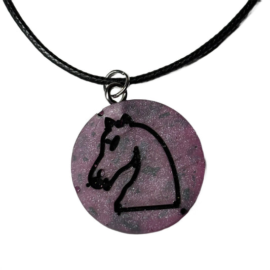 Purple Knight - Handmade Resin Chess Necklace
