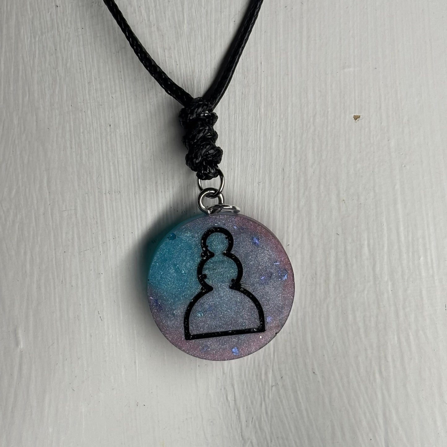 Space Purple/Blue Pawn - Handmade Resin Chess Necklace