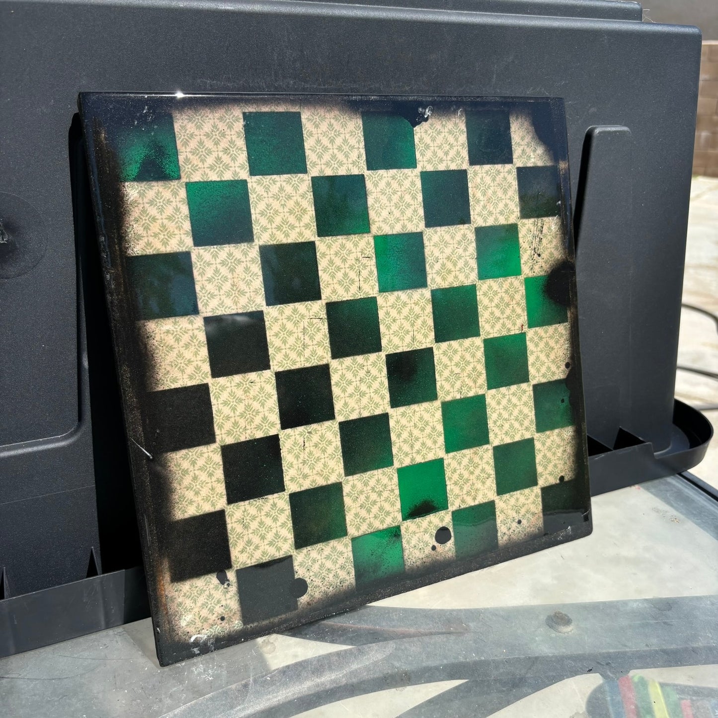 Green Vintage - Resin Coated Chess Board