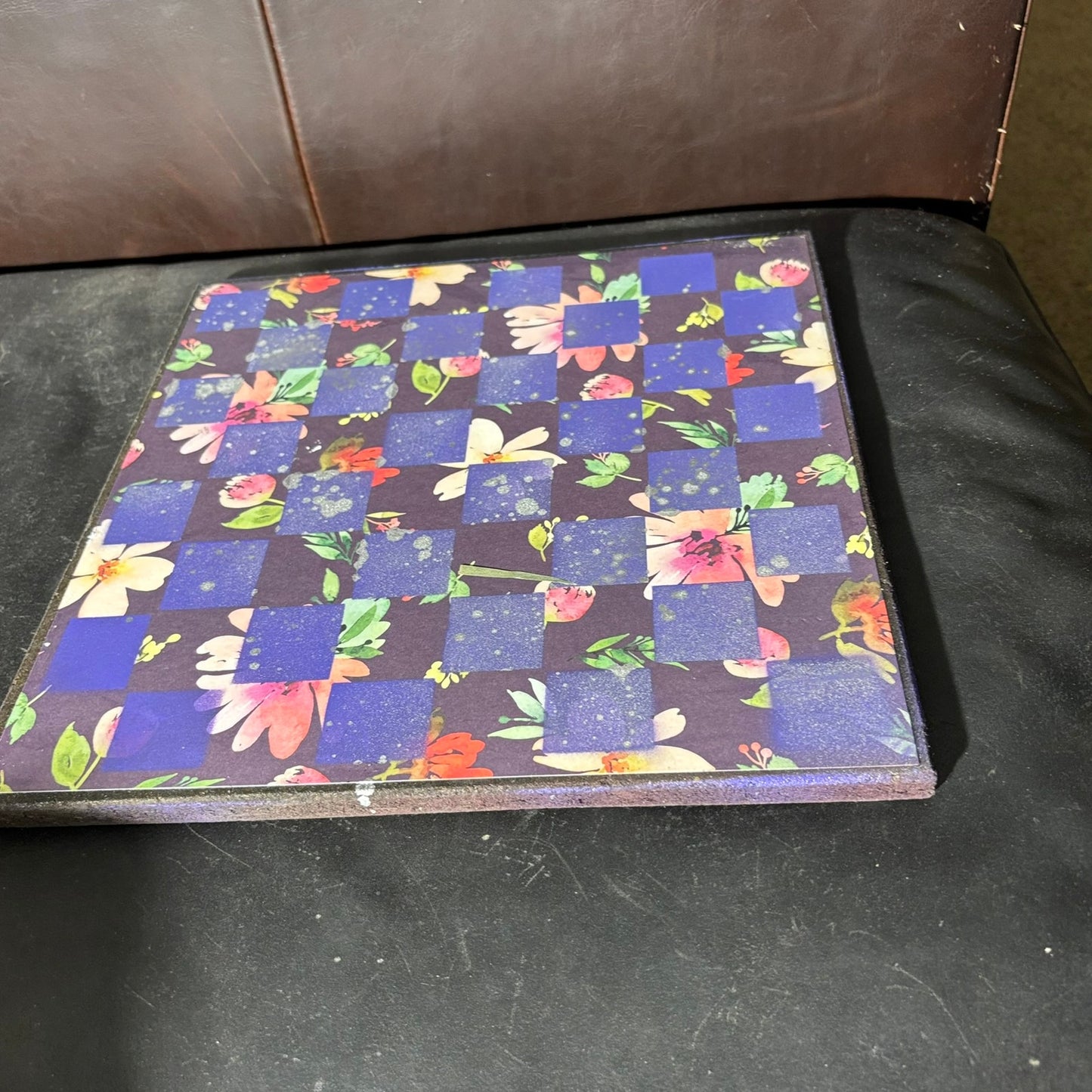 Purple Flush Flowers - Scrapbook Chess Board