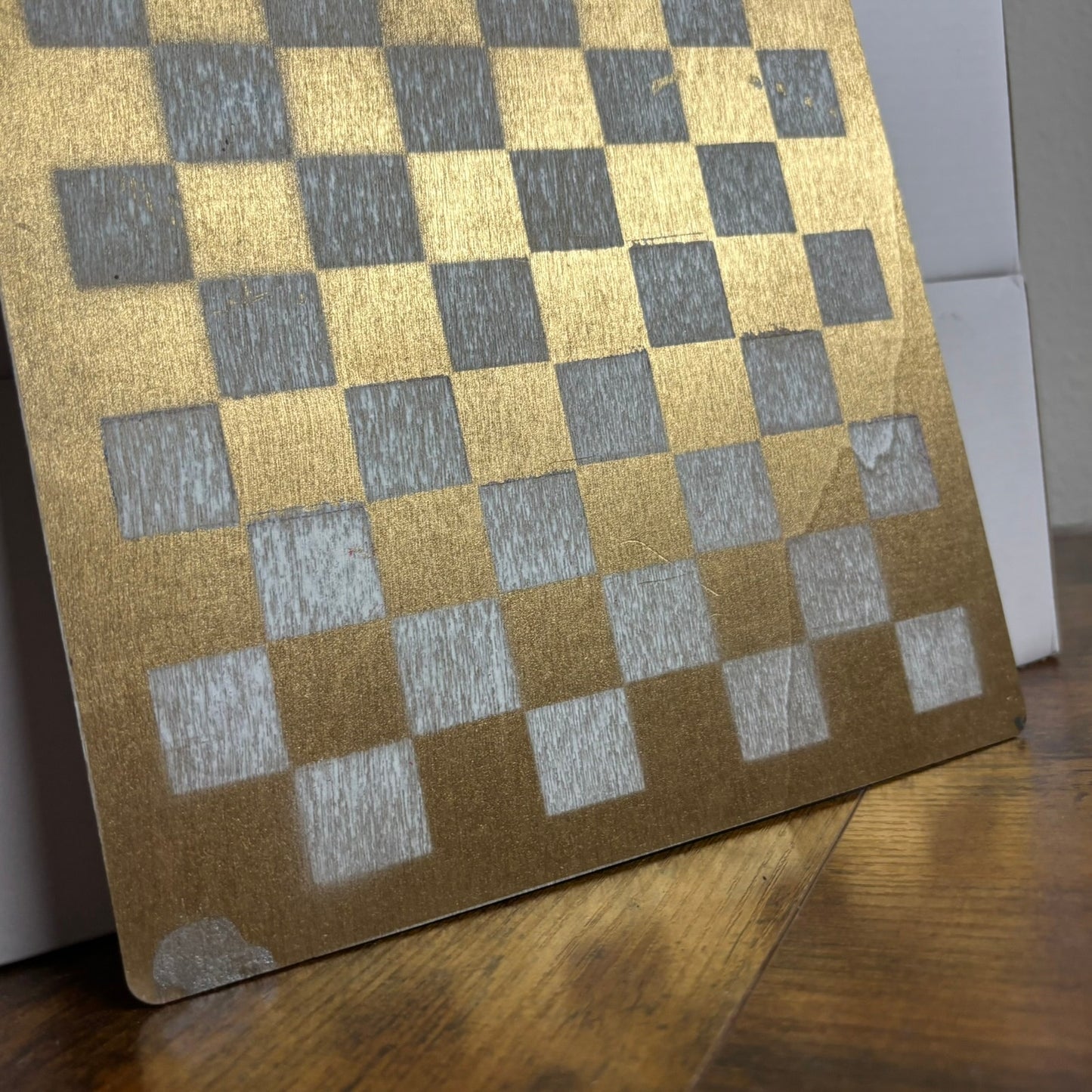 Golden White - Painted Thin Wooden Chess Board