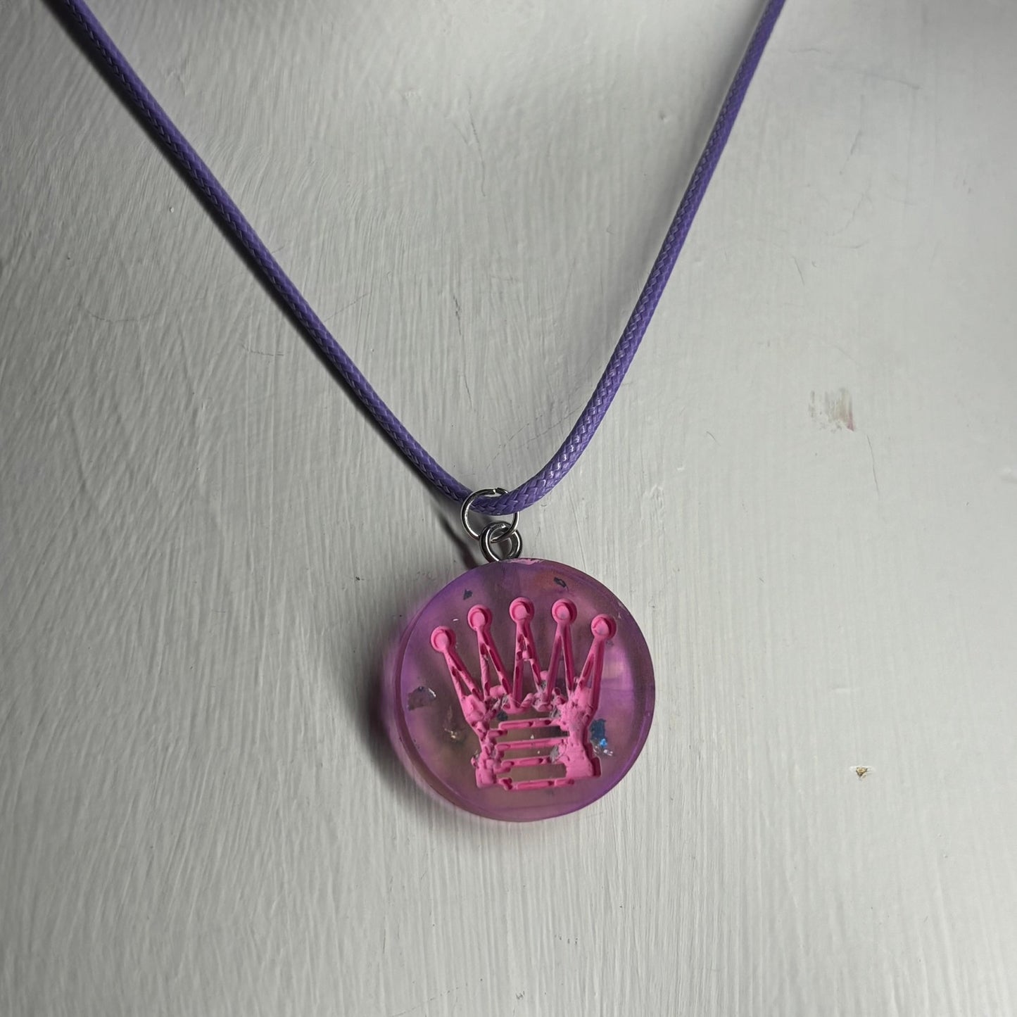 Purple Translucent Queen - Handmade Resin Chess Necklace