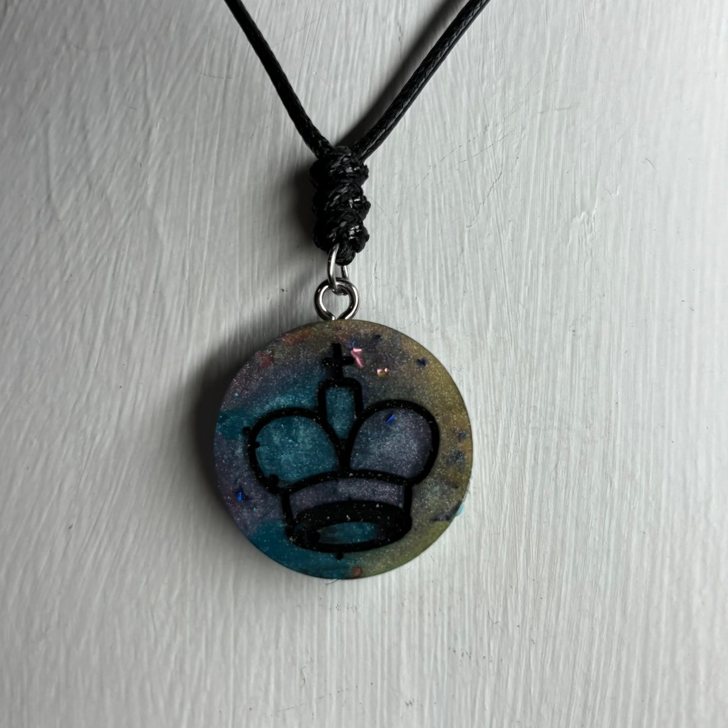 Blue Swamp King - Handmade Resin Chess Necklace