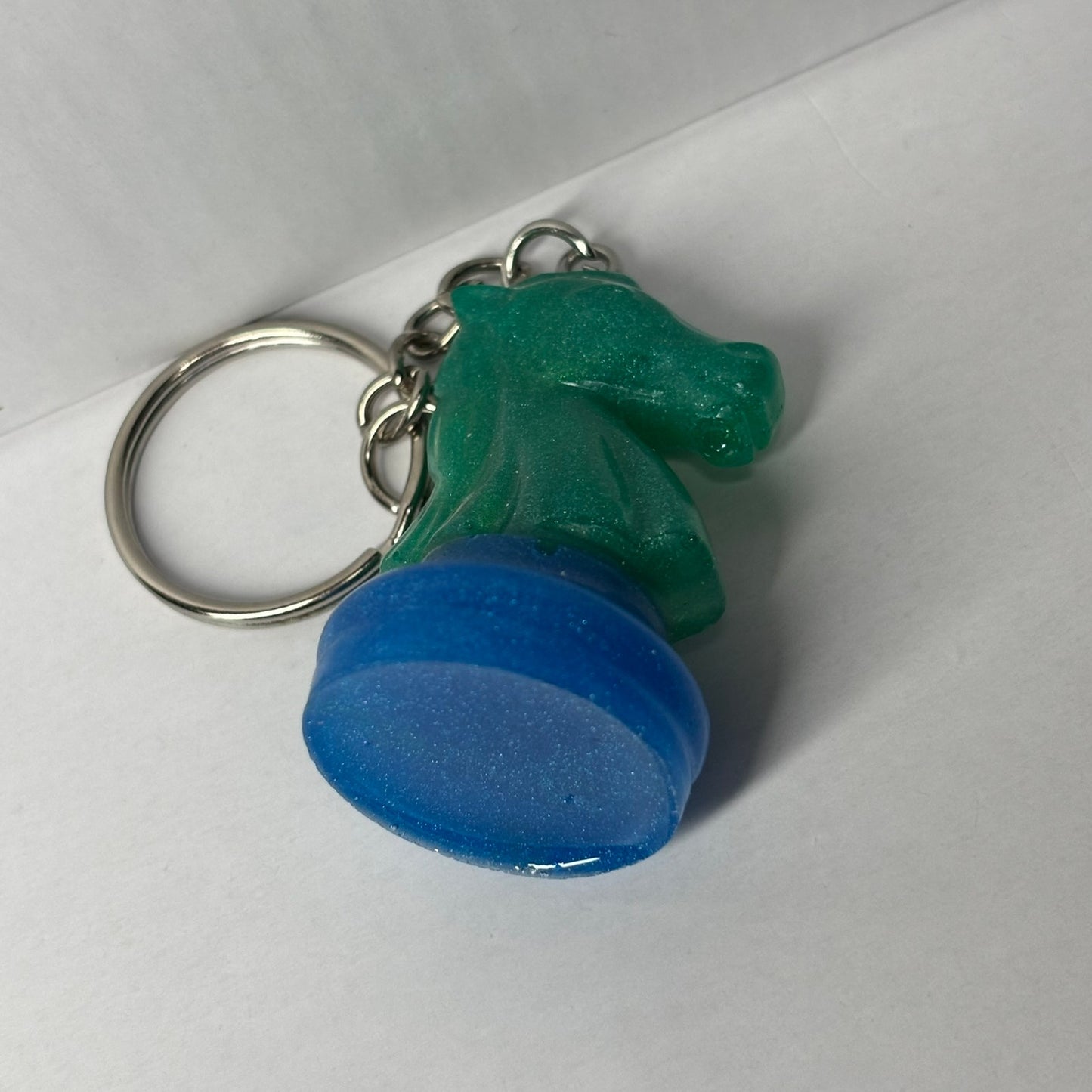 Blue Bottoms Knight Handmade Resin Keychain - One of a Kind Design