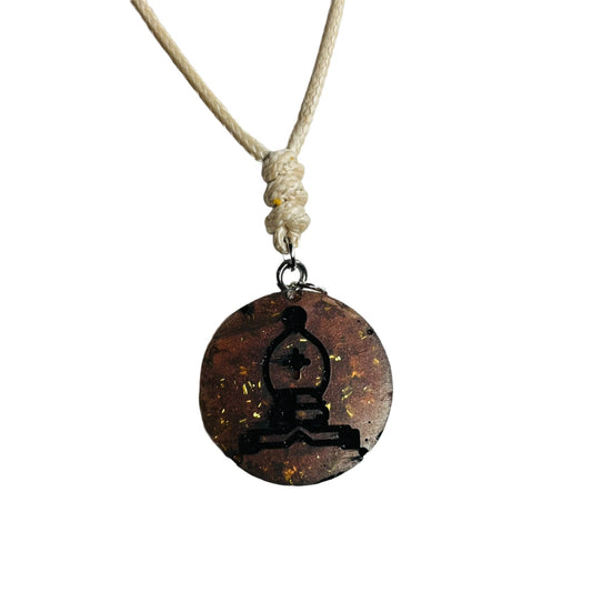 Dark Amber Bishop - Handmade Resin Chess Necklace