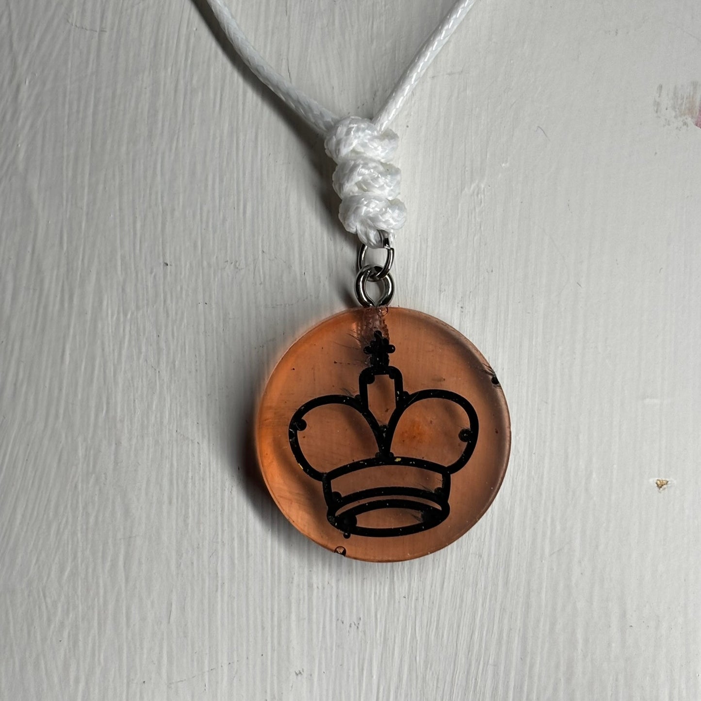 Translucent Orange King - Handmade Resin Chess Necklace
