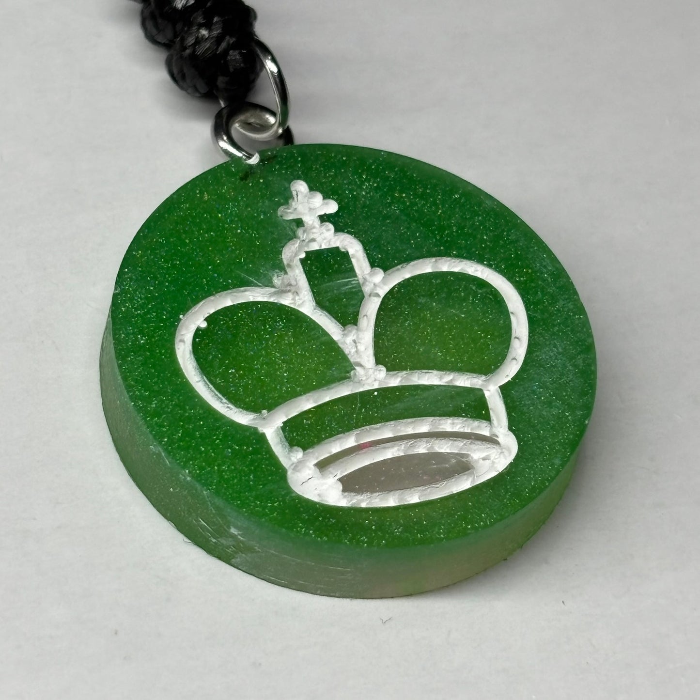Green King - Handmade Resin Chess Necklace