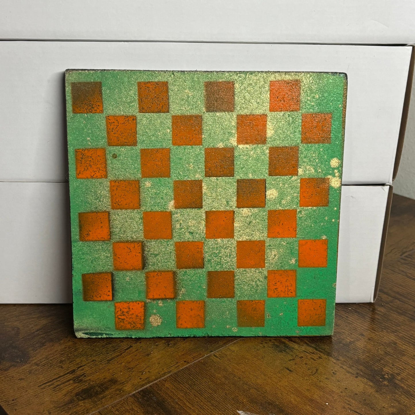 Golden Green Orange - Painted Double Sided Chess Board
