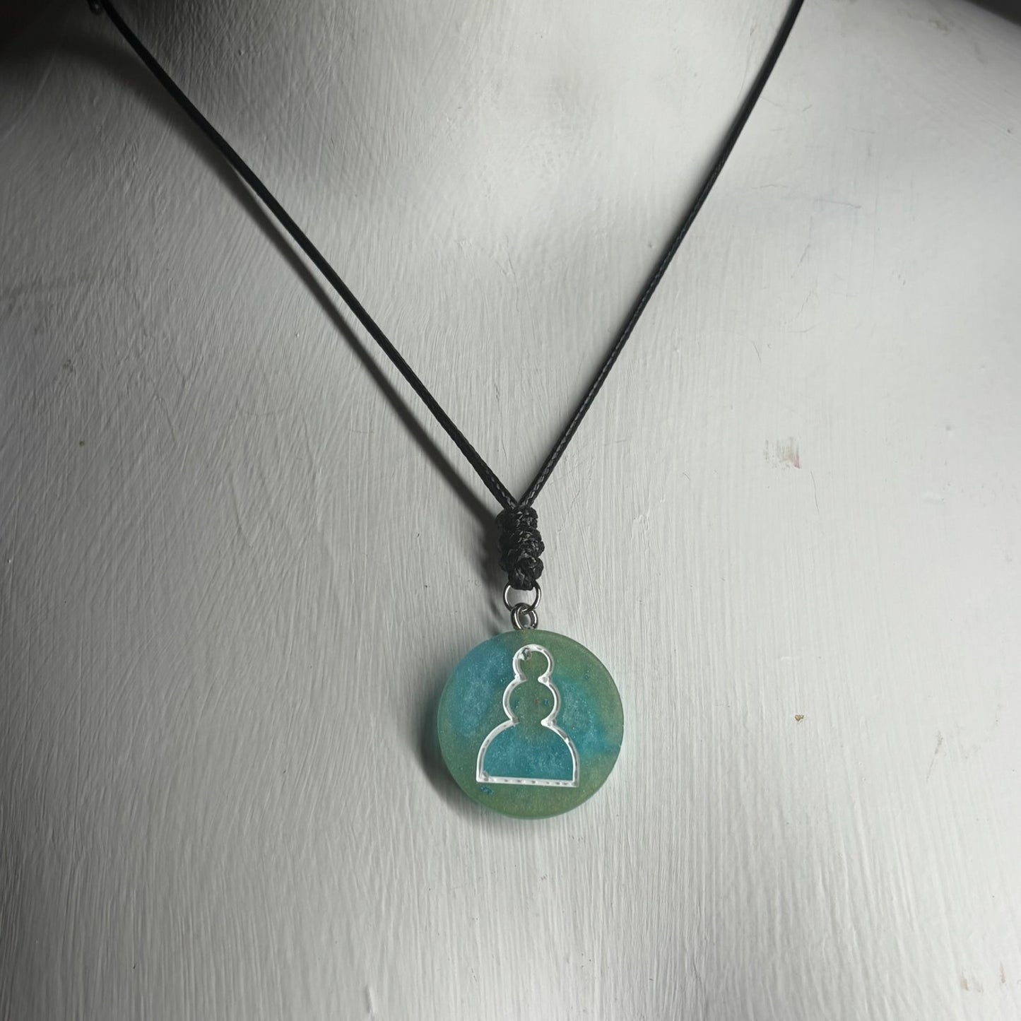 Aqua Pawn - Handmade Resin Chess Necklace