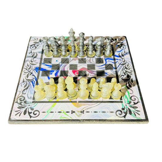 Chrome Shine Pattern - Scrapbook Chess Set