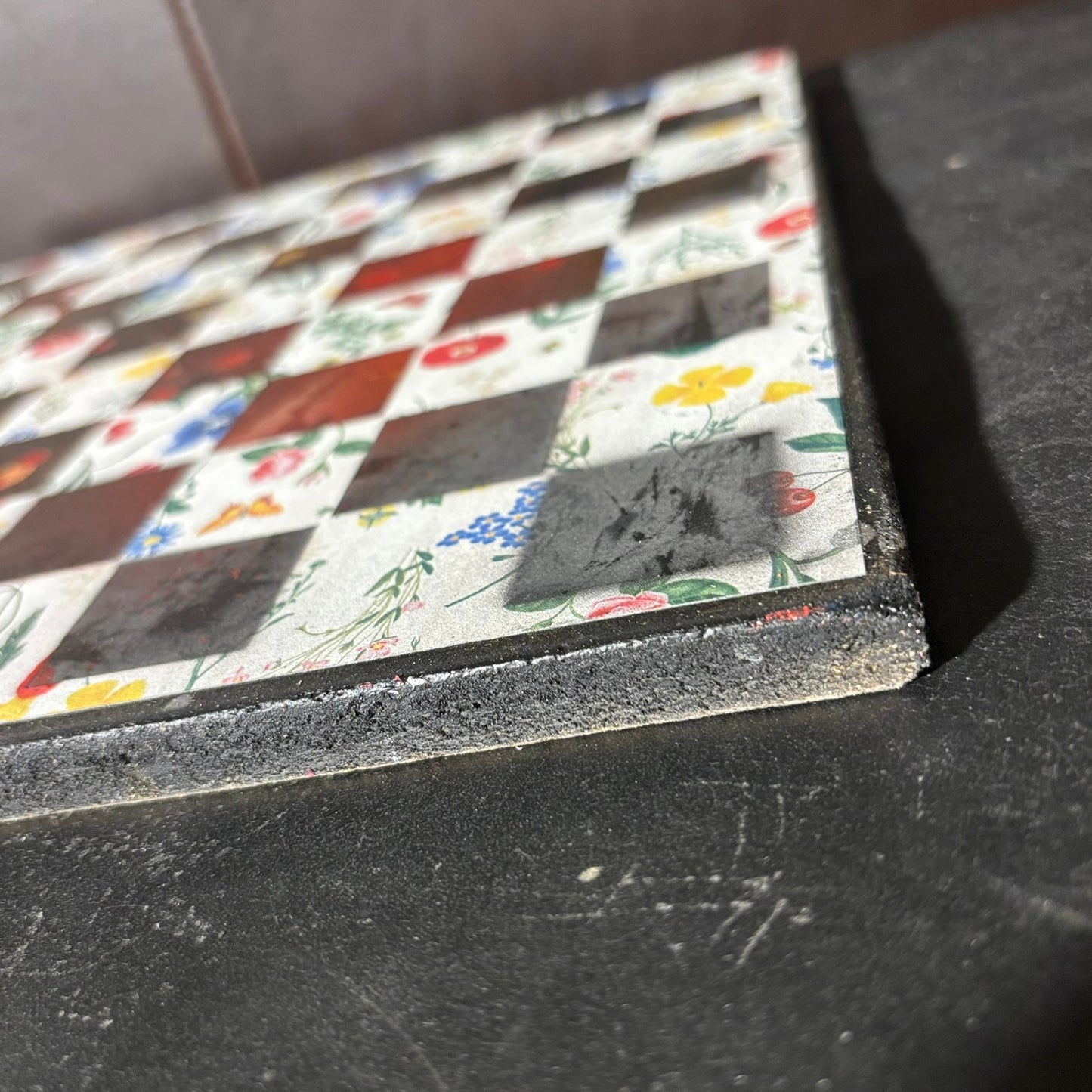 Red Mist Flowers - Scrapbook Chess Board