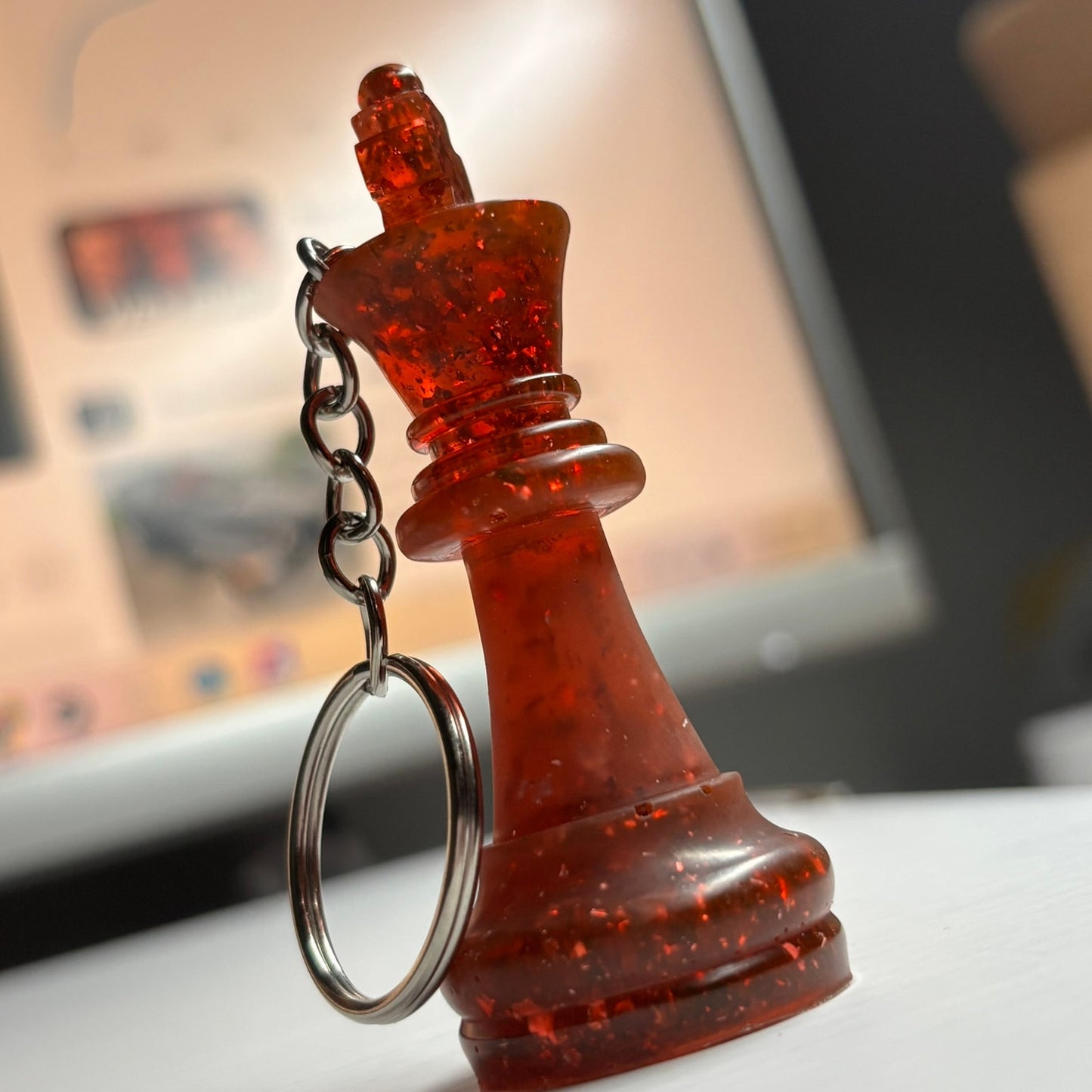 Red Crystal King - Handmade Resin Keychain