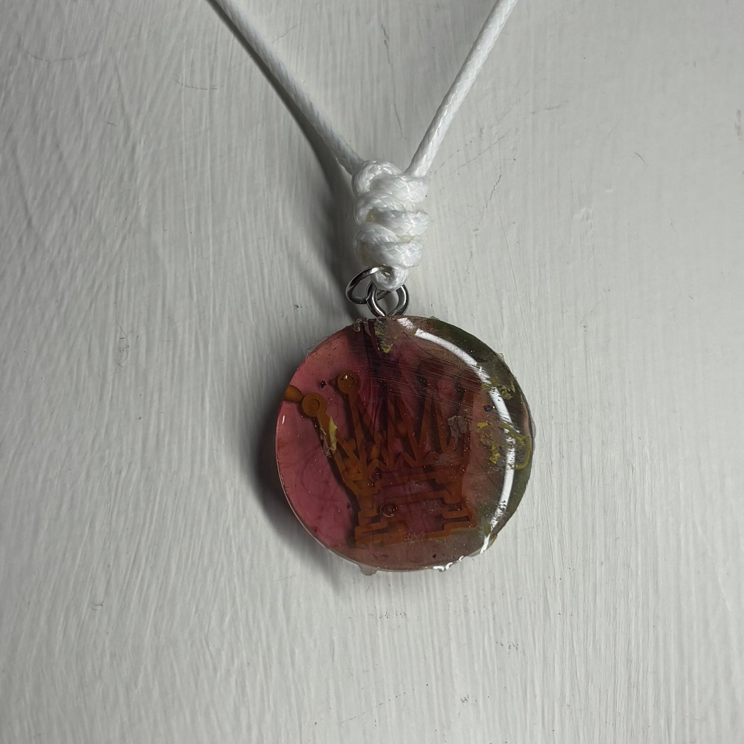 Yellow Print Queen - Handmade Resin Chess Necklace