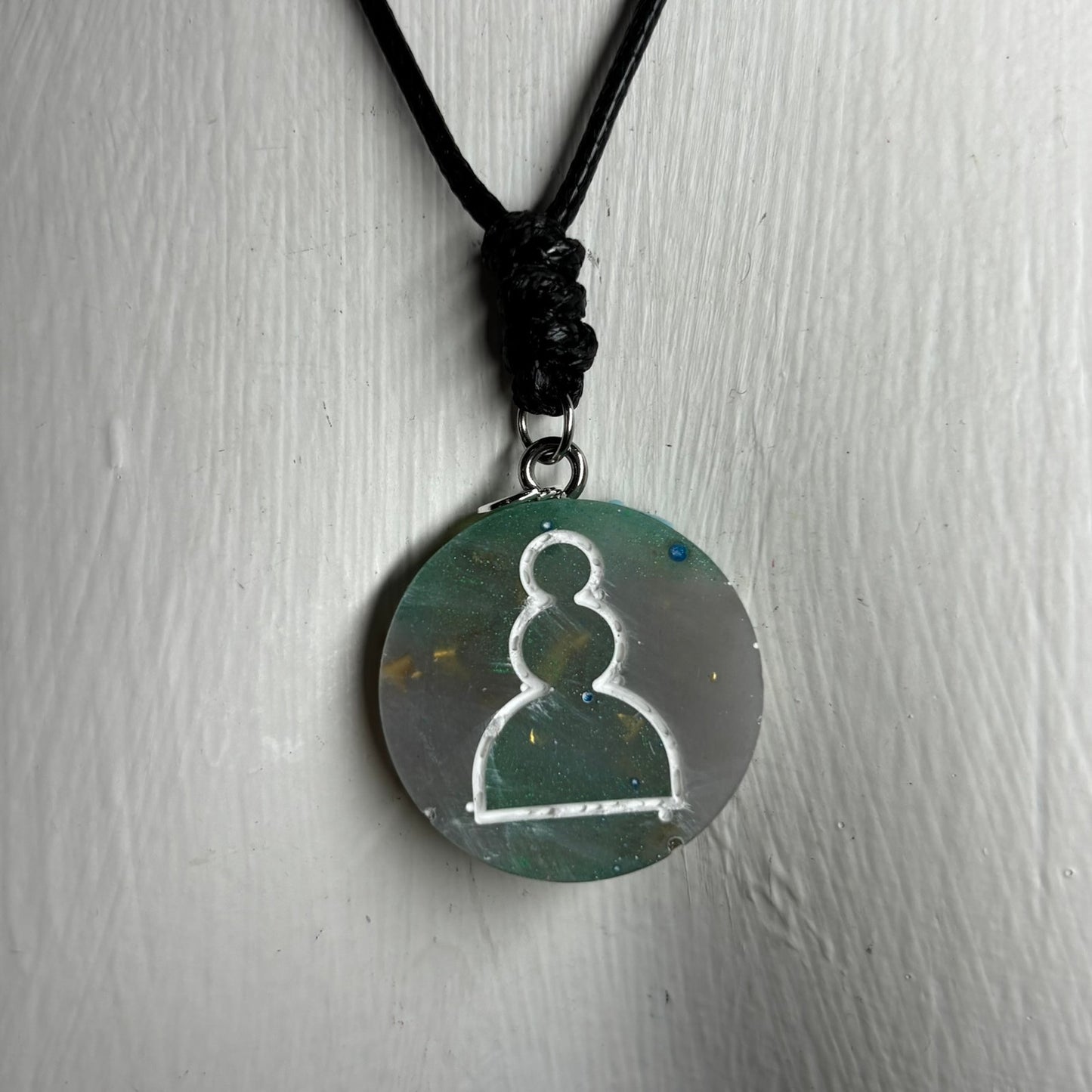 Moon Green Pawn - Handmade Resin Chess Necklace