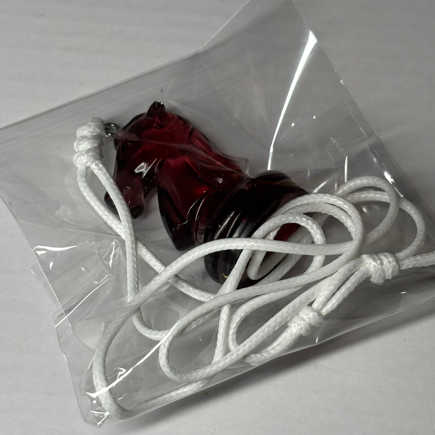 Violet Red Knight - Handmade Resin Chess Necklace