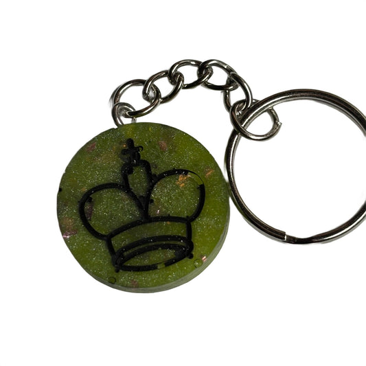 Lime Green Black Lining King - Handmade Resin Keychain - Flat Edition