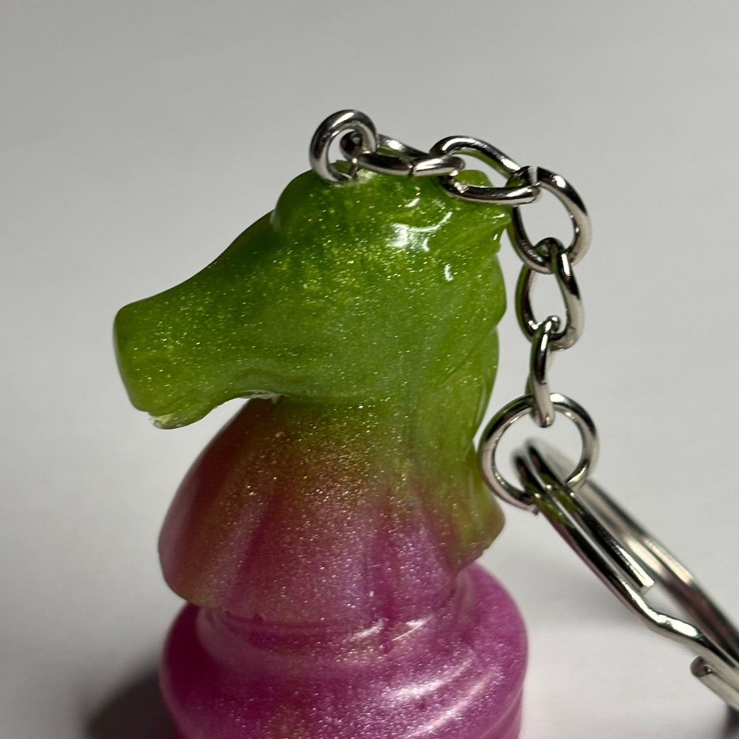 Green/Pink Knight - Handmade Resin Keychain