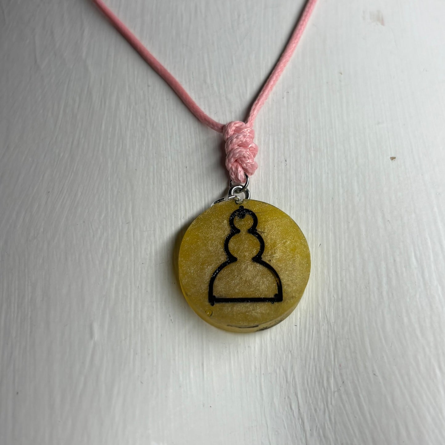 Sunset Yellow Pawn - Handmade Resin Chess Necklace