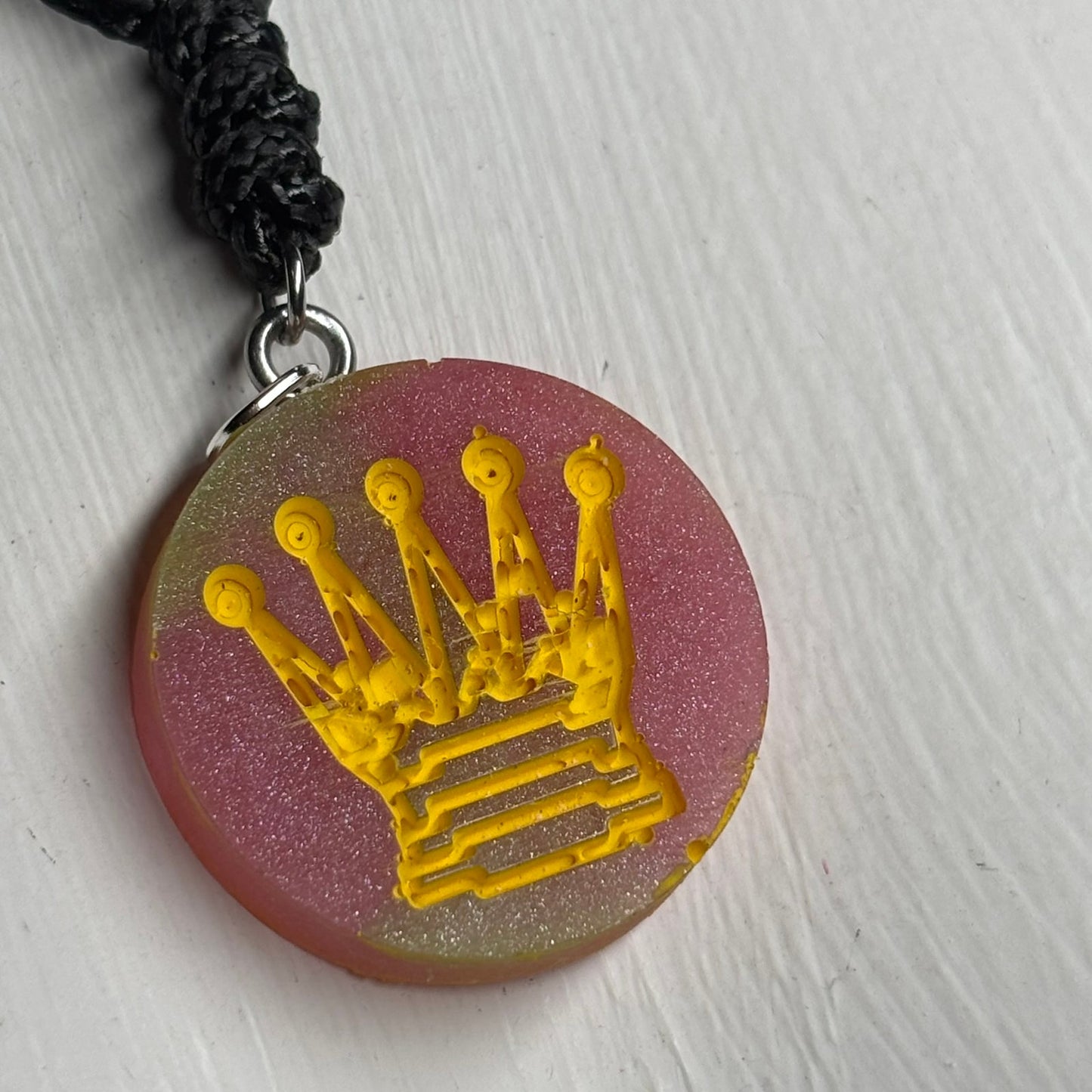 Pink Blush Queen - Handmade Resin Chess Necklace