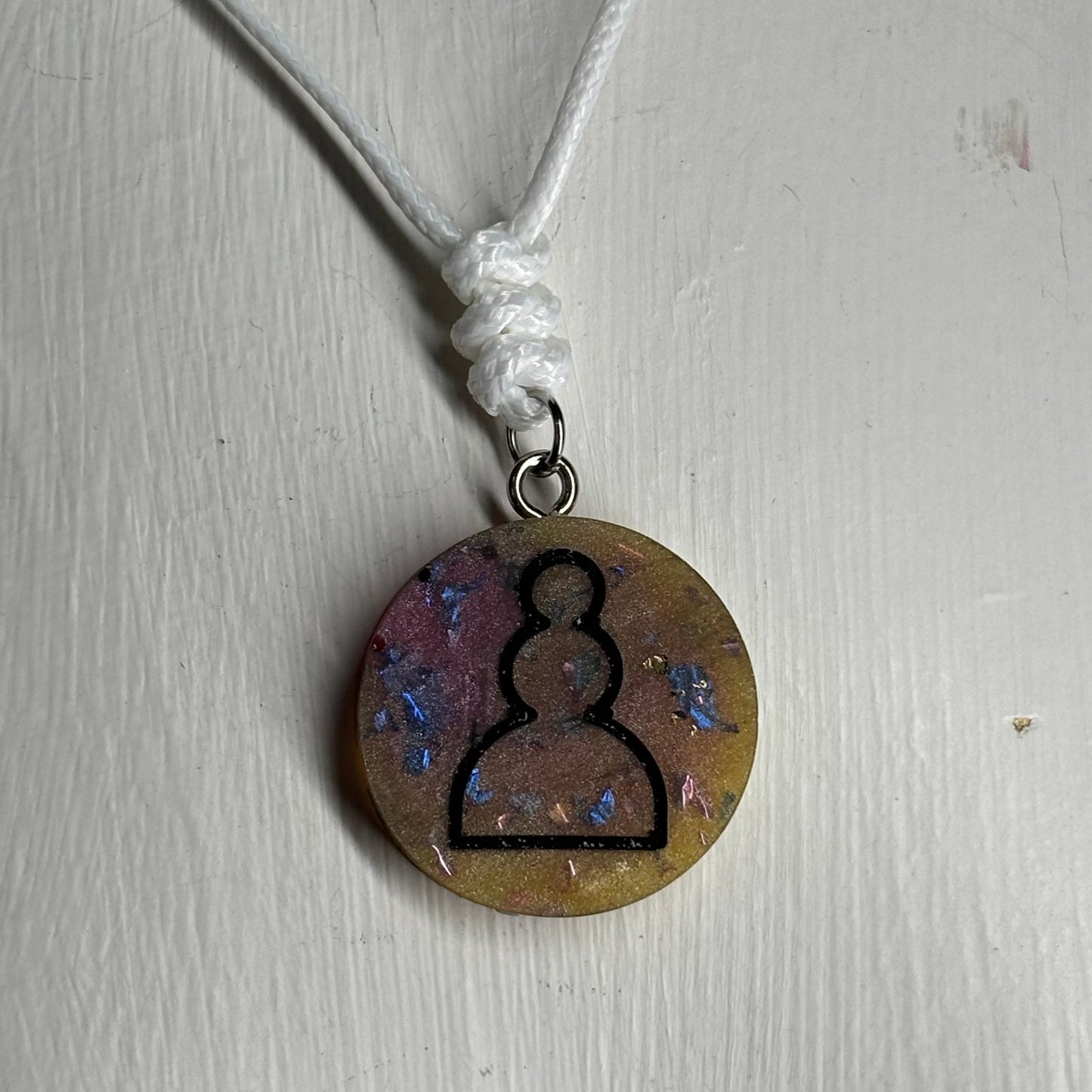 Yellow Crystal Pawn - Handmade Resin Chess Necklace