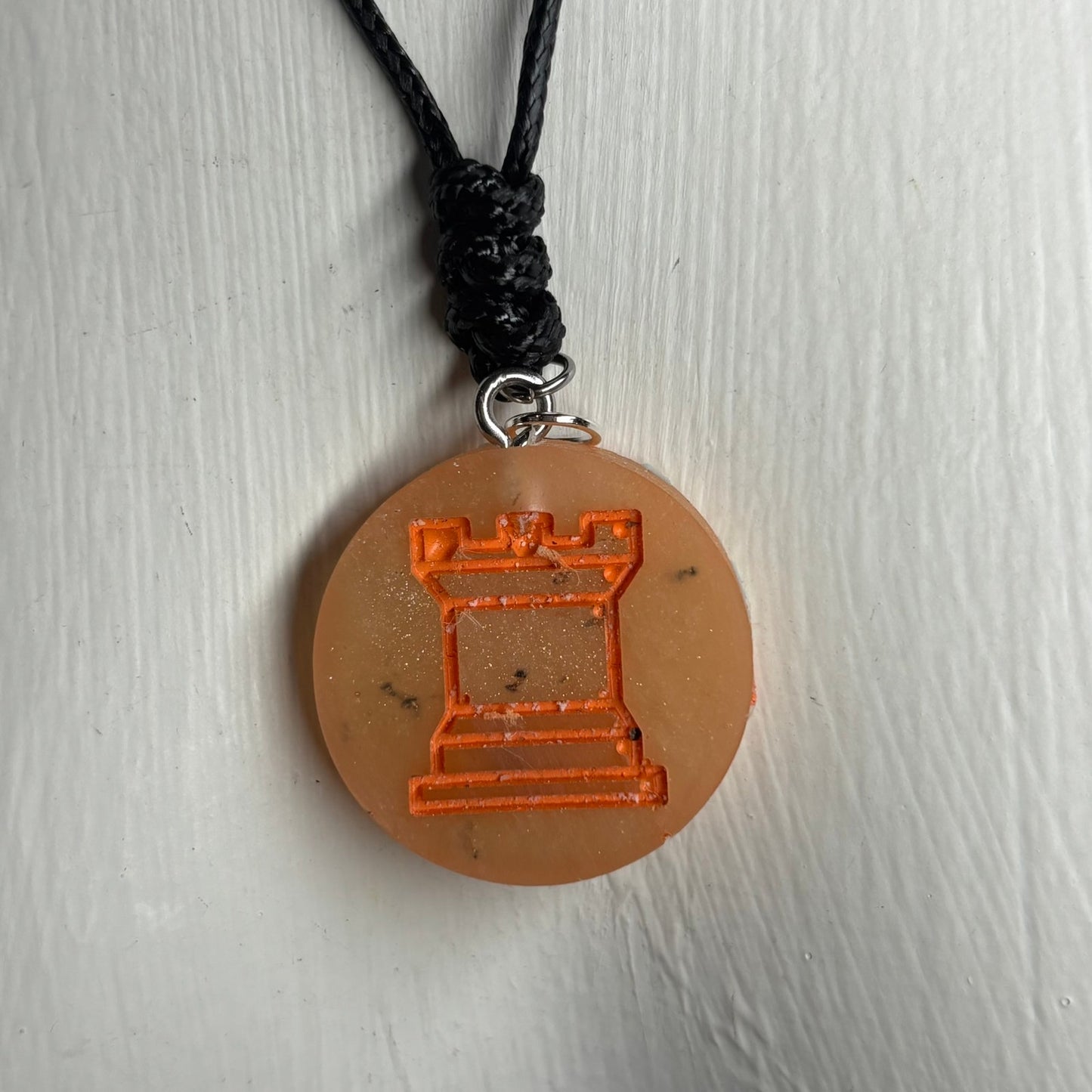 Sunset Orange - Handmade Resin Chess Necklace