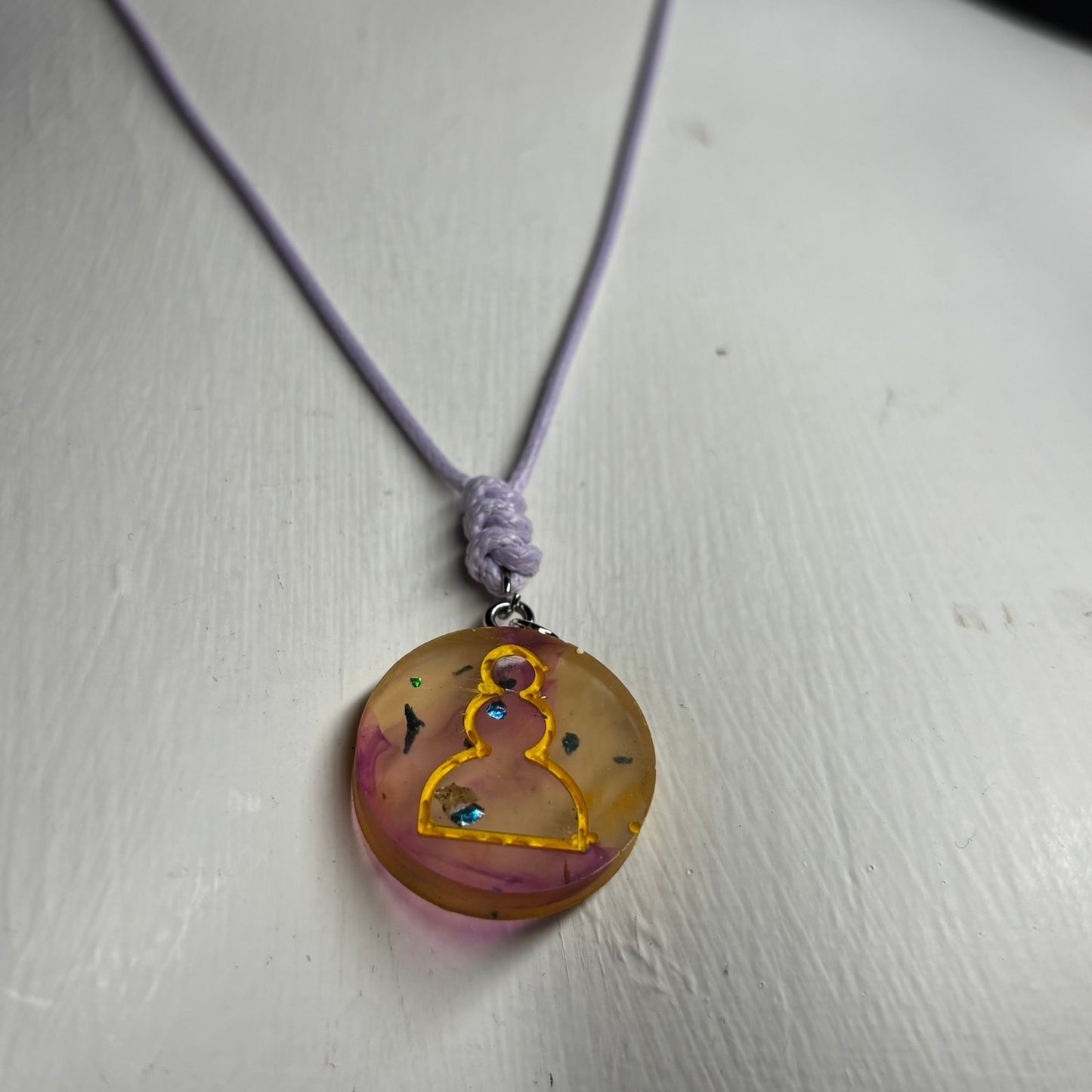 Cosmic Purple Pawn - Handmade Resin Chess Necklace