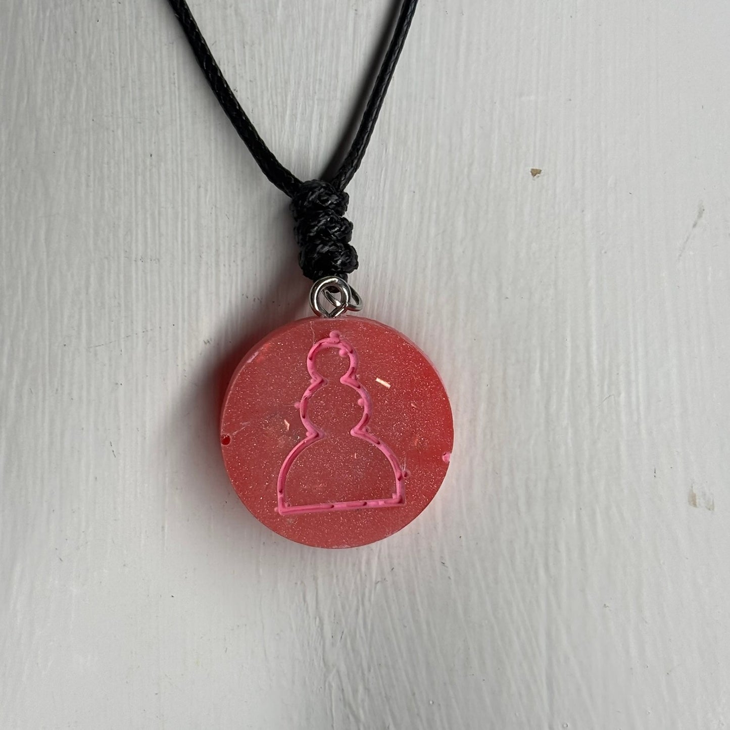 Fiery Pawn - Handmade Resin Chess Necklace