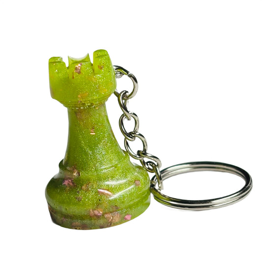 Green Rook - Handmade Resin Keychain