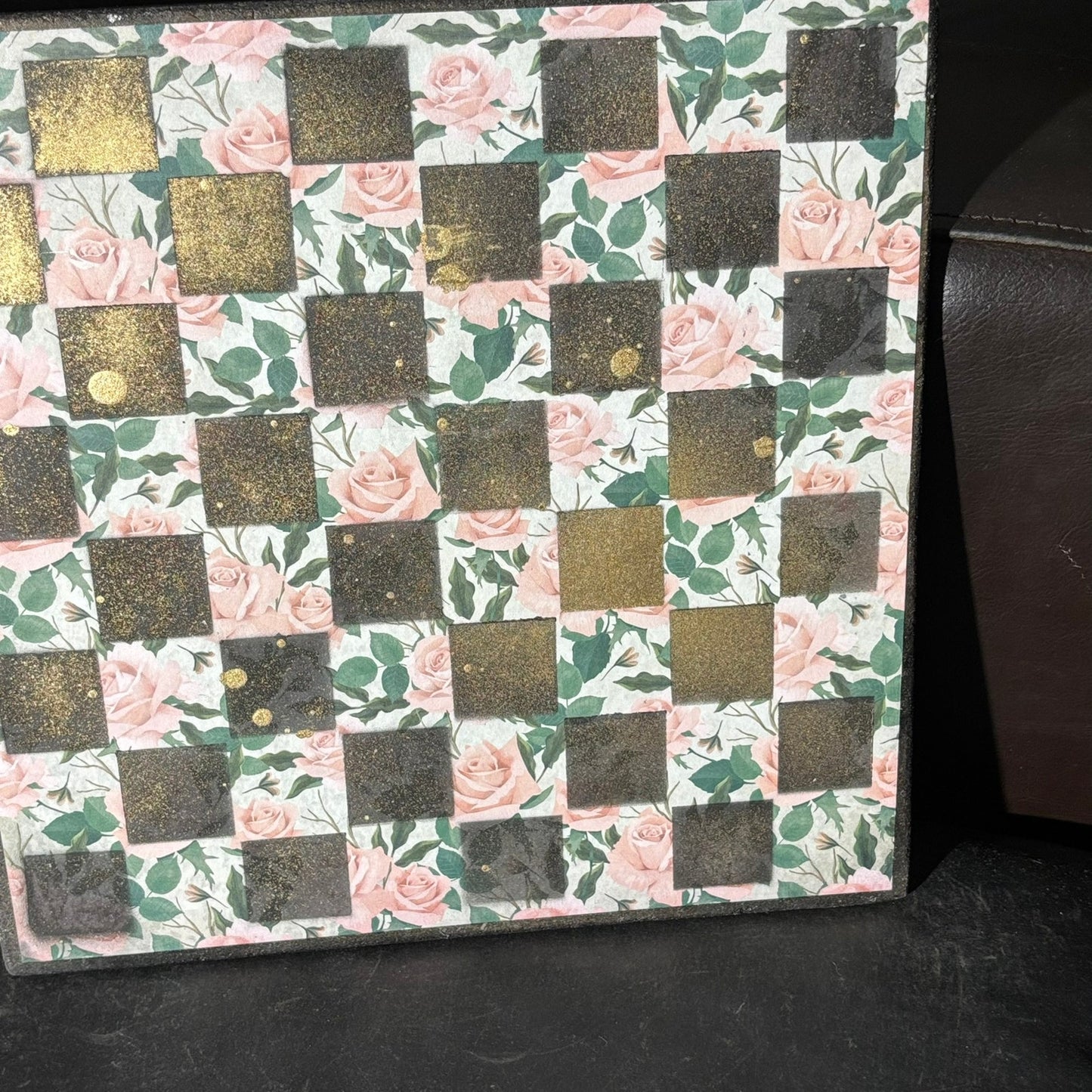 Pink Roses - Scrapbook Chess Board