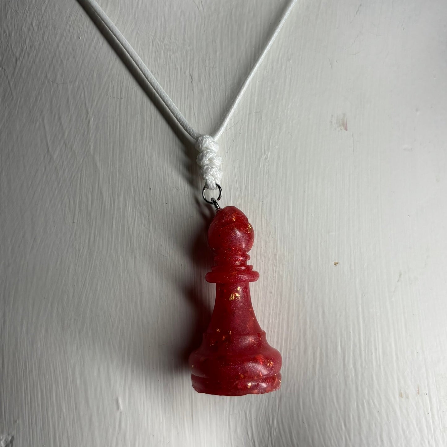 Red Crystal Bishop - Handmade Resin Chess Necklace