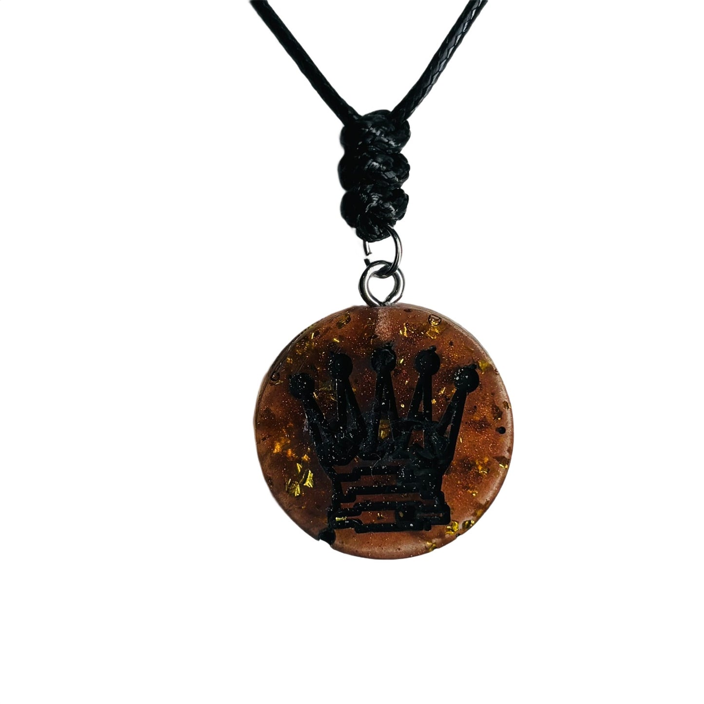 Dark Amber Queen - Handmade Resin Chess Necklace