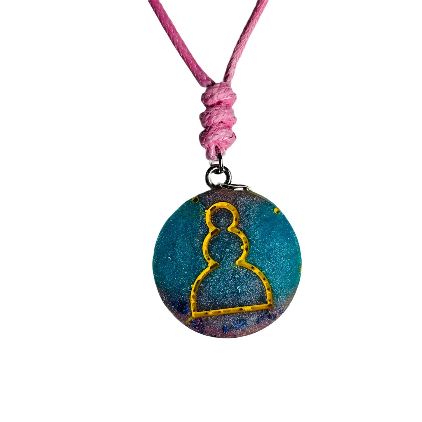 Miami Blue Pawn - Handmade Resin Chess Necklace
