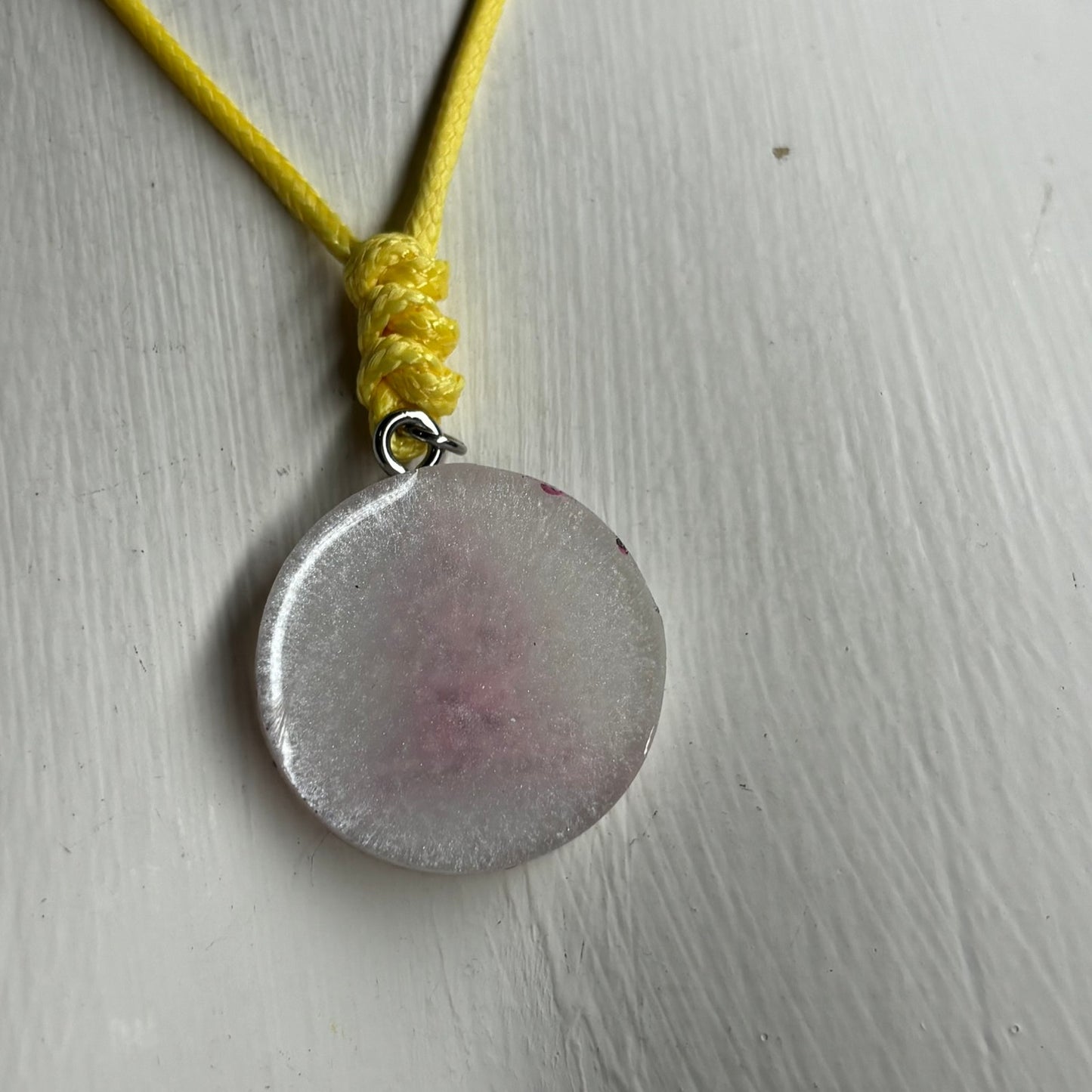 Cream White Bishop Pink Print - Handmade Resin Chess Necklace