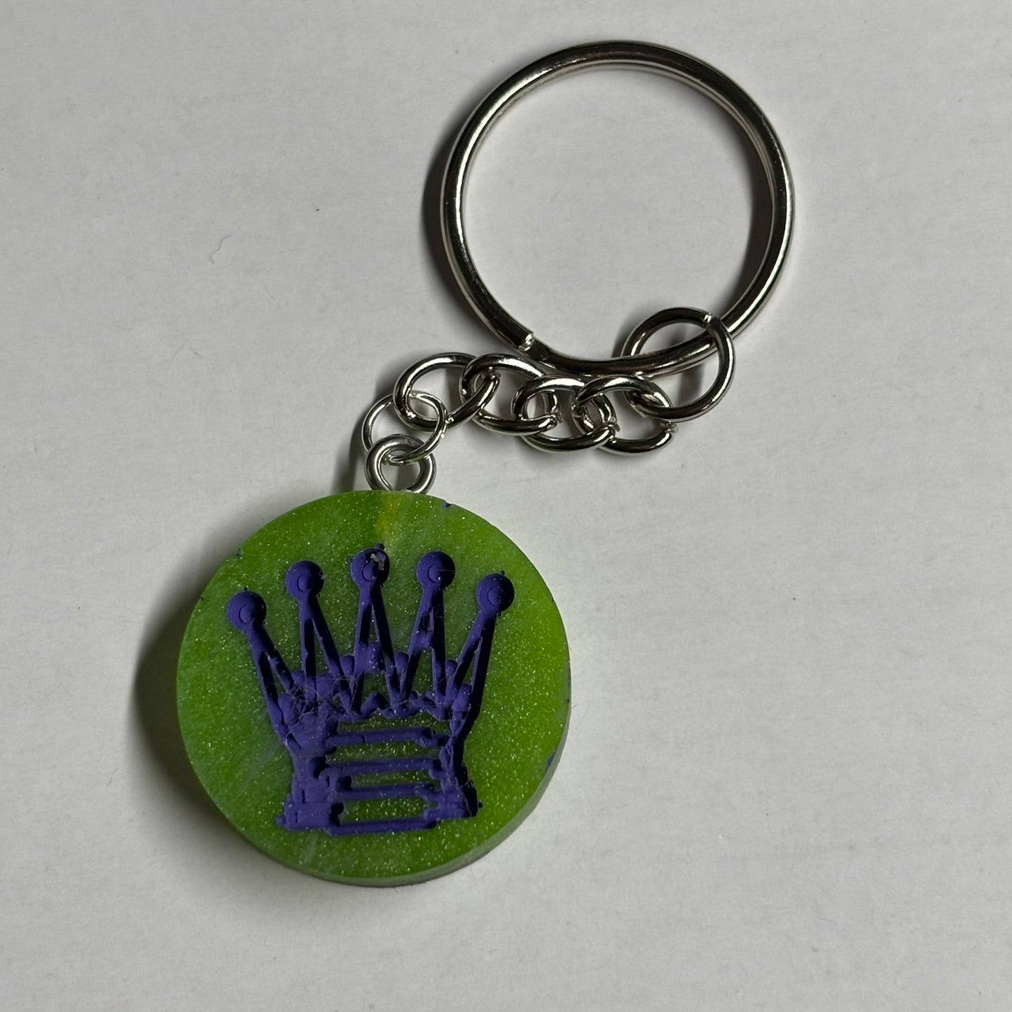 Lime Green Purple Queen - Handmade Resin Keychain
