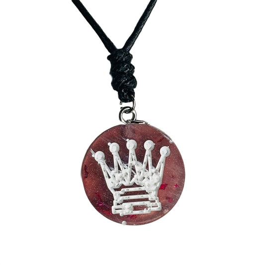 Violet Red Queen - Handmade Resin Chess Necklace