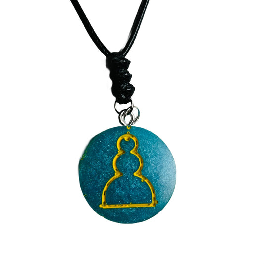 Ambient Blue Pawn - Handmade Resin Chess Necklace