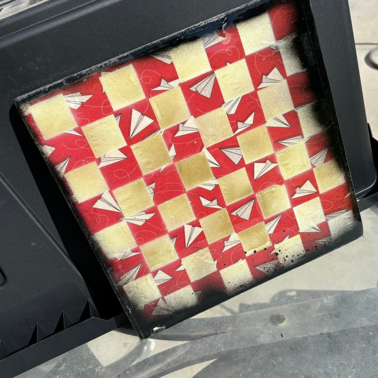 Golden Paper Plane - Resin Coated Chess Board