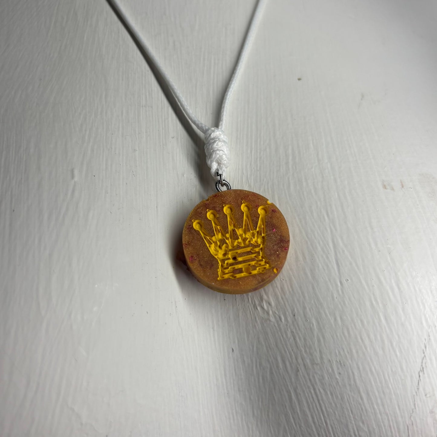 Orange Queen - Handmade Resin Chess Necklace